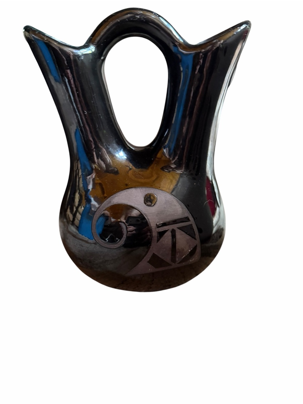 1970s Native American Navajo Artisan Mary Saxon Double-Spout‎ Wedding Vase - Picture 5 of 6